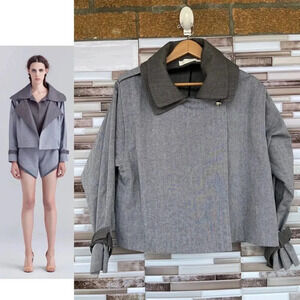 Kaelen boxy herringbone double collar jacket XS